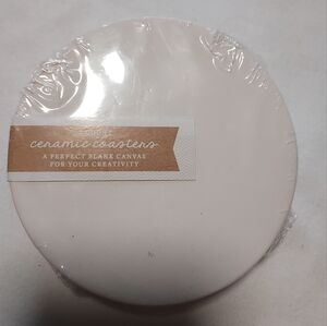 MADE For Retail 3CT White DIY Your Way Hexagon Shaped Ceramic Coasters